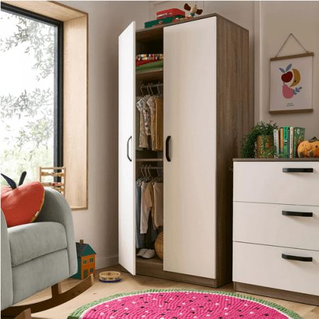 Enzo Nursery Wardrobe – Truffle Oak & White