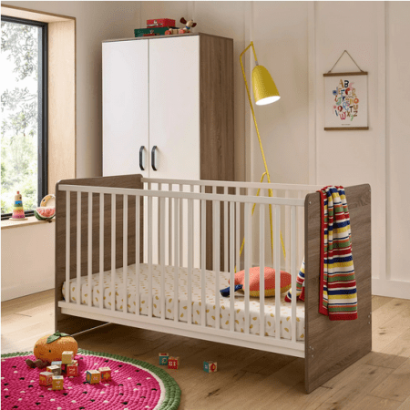 Enzo Cot Bed – Truffle Oak & White