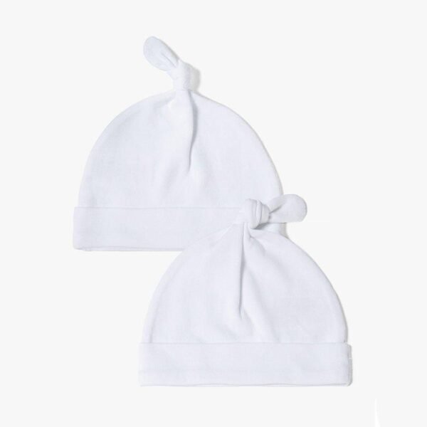 White Cotton Knot Hat- 2pk