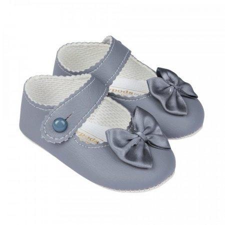 Soft Soled Baypods- Grey Bow