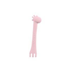 Kikka Boo Silicone Spoon With Fork Giraffe Pink