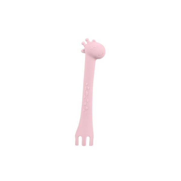 Kikka Boo Silicone Spoon With Fork Giraffe Pink