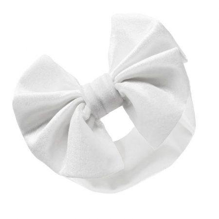 White Velour Headband W/bow