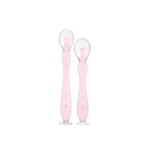 Kikka Boo Silicone Spoons With Suction Cup Pink 2pk