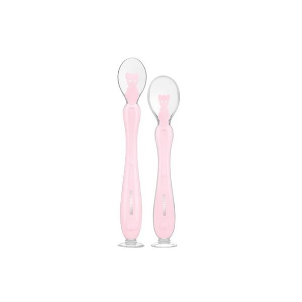 Kikka Boo Silicone Spoons With Suction Cup Pink 2pk