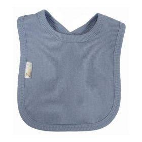 Dusky Blue Ribbed Velcro Bib