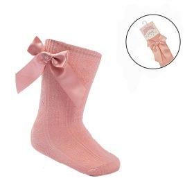 Rose Gold Knee Length Bow Socks