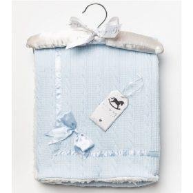 Baby Knitted Wrap With Sherpa Back And Bow On A Satin Padded Hanger-white (copy)