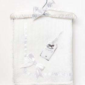 Baby Knitted Wrap With Sherpa Back And Bow On A Satin Padded Hanger-grey (copy)