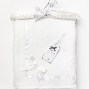 Baby Knitted Wrap With Sherpa Back And Bow On A Satin Padded Hanger-grey (copy)