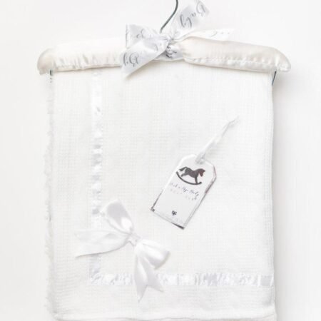 Baby Knitted Wrap With Sherpa Back And Bow On A Satin Padded Hanger-grey (copy)