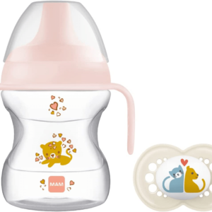 Mam Learn To Drink Cup Pink 190ml With Handles And Soother