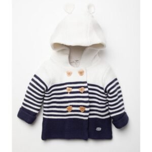 Rock A Bye Baby Boys White/navy Blue Striped Jacket