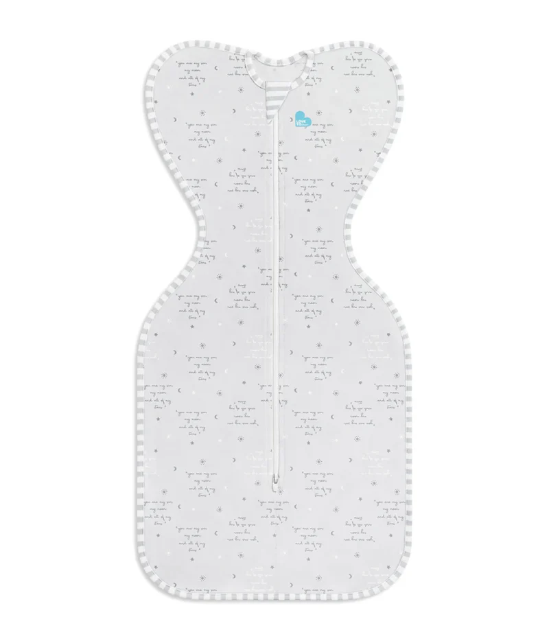Love To Dream Stage 1 Swaddle Up™ Cotton Lite - Grey Script