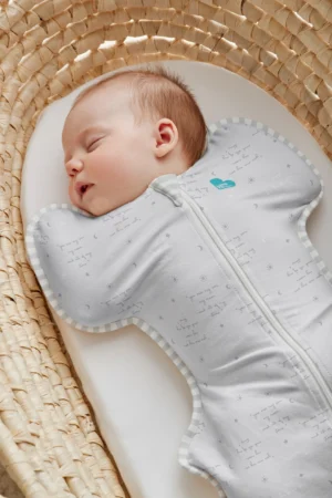 Love To Dream Stage 1 Swaddle Up™ Cotton Lite - Grey Script