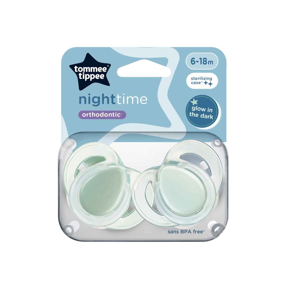 Tommee Tippee Closer To Nature Night Time Soother 6-18m 2pk Tommee Tippee Closer To Nature Night Time Soother 6-18m 2pk