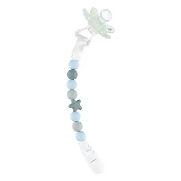 Nibbling Comet Dummy Clip – Baby Blue & Grey