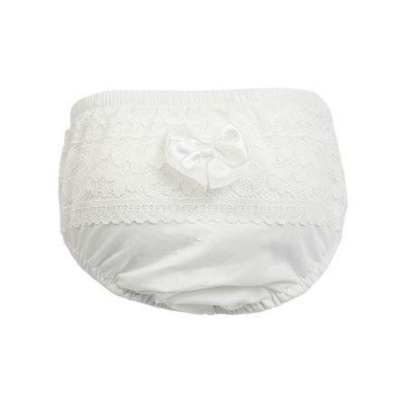 White Frilly Knickers With Bow 0-18m