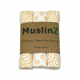 Muslinz 3 Pack Bamboo/organic Cotton Muslin Squares 70x70cm – Gold Print