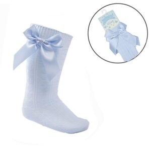 Blue Knee Length Socks W/bow