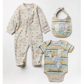 Baby Dumbo 3 Piece All In One, Bodysuit & Bib Set