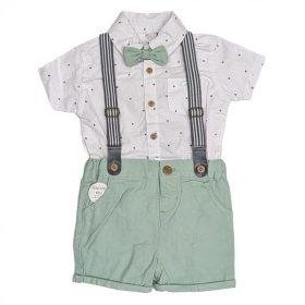 Baby Boys Star Shirt, Chino Shorts, Braces And Bow Tie Set