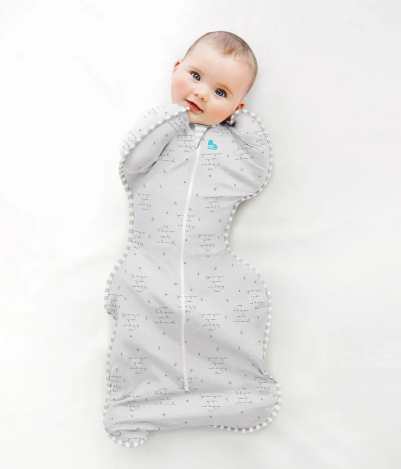 Love To Dream Stage 1 Swaddle Up™ Cotton Lite - Grey Script