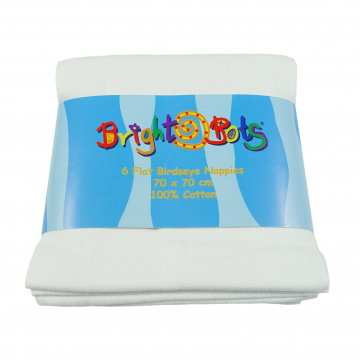 Bright Bots 100% Cotton Birdseye Flat Nappies 70x70cm