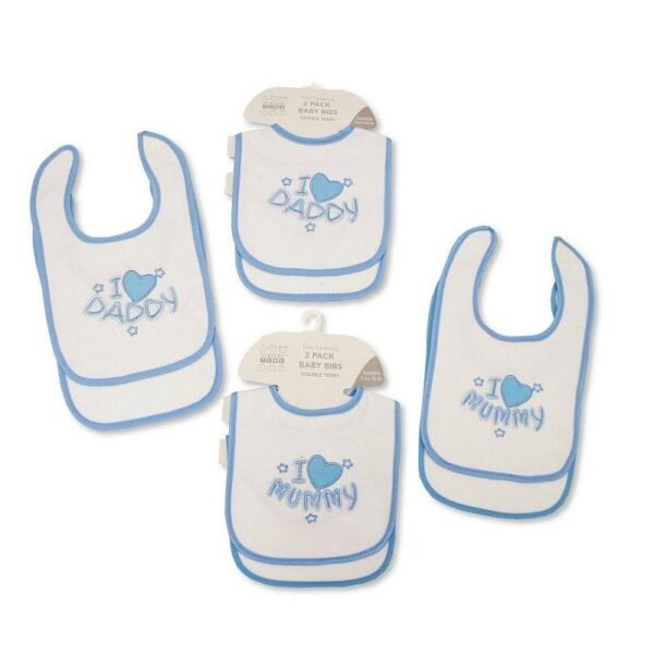 Baby Boys Bibs 2-pack With Double Terry – I Love Mummy/ Daddy