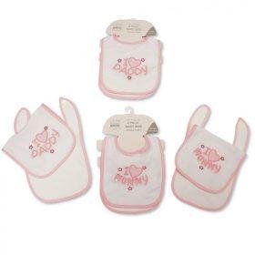 Baby Girls Bibs 2-pack With Double Terry – I Love Mummy/ Daddy