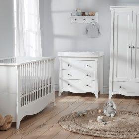Clara 3 Piece Nursery Furniture Set (cot Bed, Dresser & Wardrobe) – White