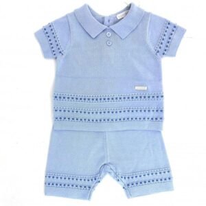 Baby 2pc Knitted Baby Short Set-blue