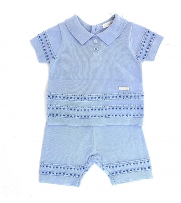Baby 2pc Knitted Baby Short Set-blue