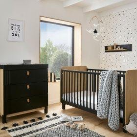 Rafi 4 Piece Nursery Furniture Set – Oak/black