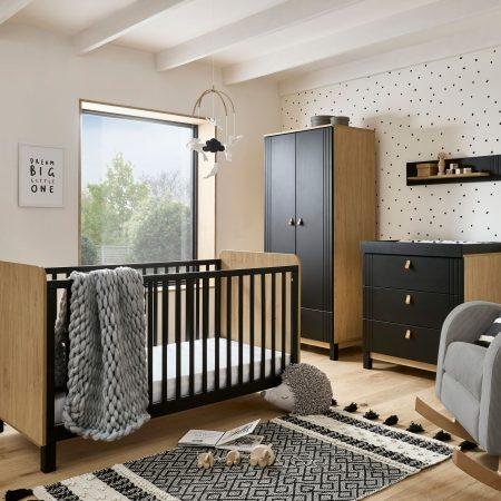 Rafi 3 Piece Nursery Furniture Set – Oak/black