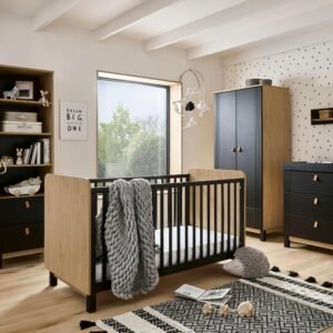 Rafi 4 Piece Nursery Furniture Set – Oak/black