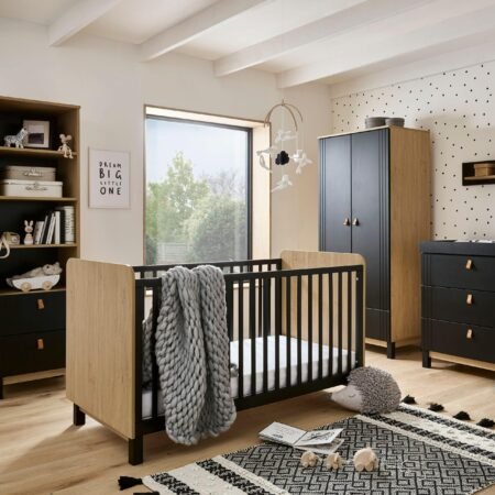 Rafi 4 Piece Nursery Furniture Set – Oak/black