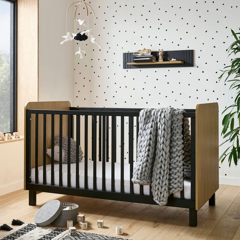 Rafi Cot Bed – Oak & Black