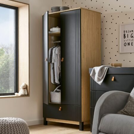 Rafi Nursery Wardrobe – Oak & Black