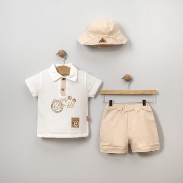 Baby Boys Two Piece “born To Fly” Short Set With Sun Hat