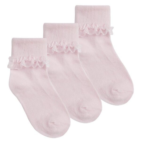 Pink Frilly Lace 3pk Socks