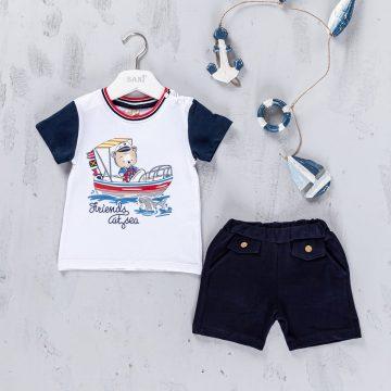 Baby Boys Teddy Sailor T-shirt & Shorts Set