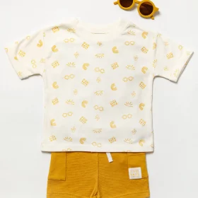 Baby Boys Shorts Set With Yellow Sunglasses