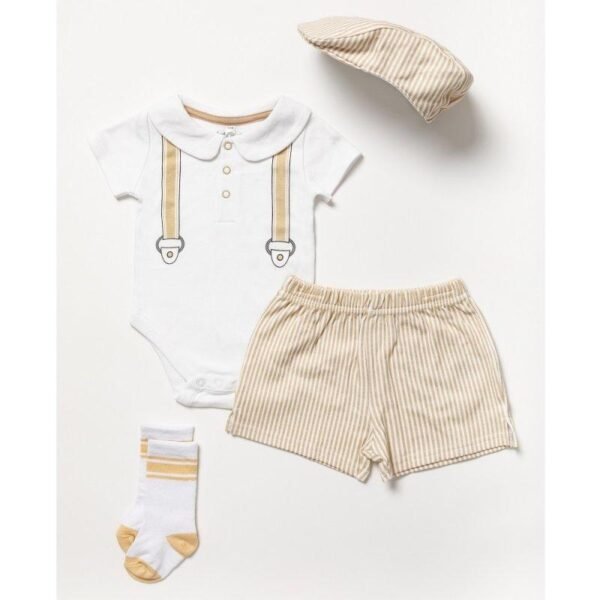 Bodysuit With Mock Braces, Short, Flat Cap & Socks Outfit (copy)