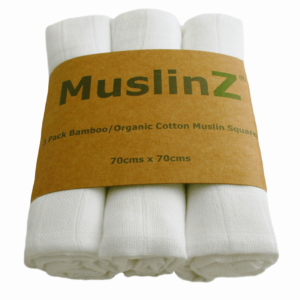 Muslinz 3 Pack Bamboo/organic Cotton Muslin Squares 70x70cm – White
