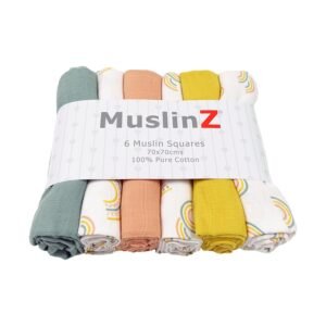 Muslinz 6 Pack Muslin Squares 70x70cm – Scandi Rainbow