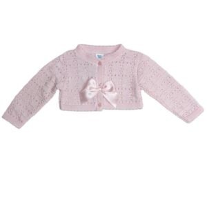 Pink: Baby Girls Knitted Bolero Cardigan With Bow