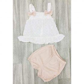 Frilly Spanish Anglaise Top & Pinstripe Shorts Set