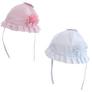 Pink & White Cotton Floral Cloche Hats