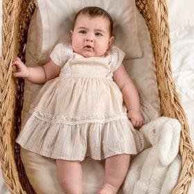 Baby Girls Stripe Lace Beige Spanish Dress
